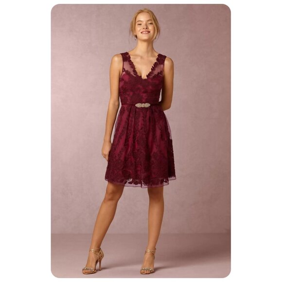 ! Anthropologie Yoana Baraschi Black Cherry Ersalina Sleeveless Lace Dress - Picture 1 of 8